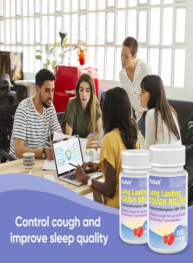 RXZELL Adult Cough Relief, Dextromethorphan HBr 15mg (100 Softgels), 8 Hour Long Lasting, Non-Drowsy, Cough/Bronchial Suppressant - Image 4